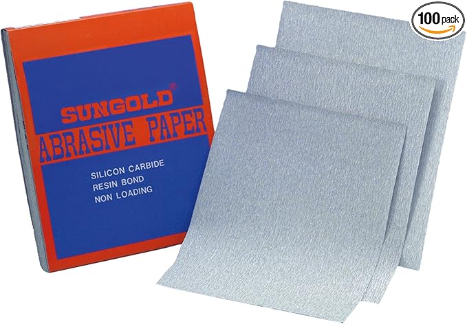 Sungold Abrasives 14272 320 Grit 9" X 11" Sanding Sheets Non-Loading Stearated Silicon Carbide, 100 Sheets/Sleeve