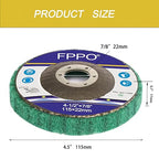 5Pcs 4.5" x 7/8" Nylon Fiber Flap Disc Polishing Grinding Wheel,Scouring pad Buffing Wheel for Angle Grinder, Polishing Tools,Abrasive disks for Power-Operated Grinders (Grit 180)