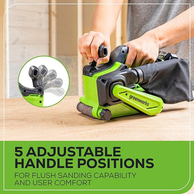Greenworks 24V Brushless Cordless 3in. x 18in. Belt Sander Kit with Dust Bag and 60 Grit Sandpaper, Portable Battery Powered Belt Sander with 4Ah Battery and Charger