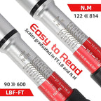 3/4 Inch Torque Wrench, 48 Tooth Torque Wrench 3/4 Drive 100-600FT.LB/135-815N.M with a Solid Storage Case