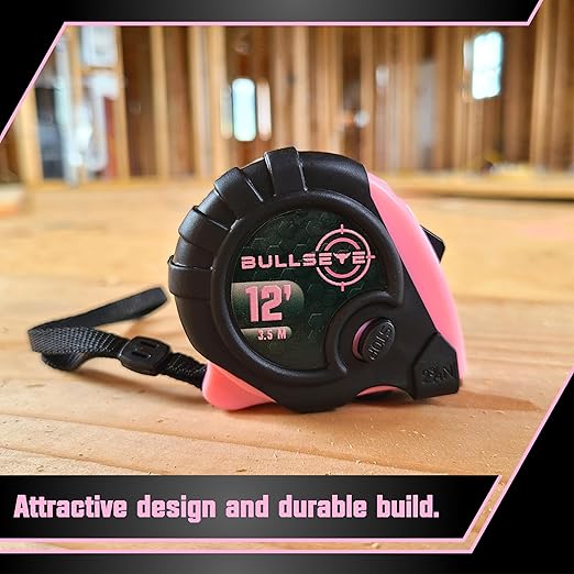 Bullseye Tape Measure 12 Foot 3-Pack | Pink | Small, Retractable Measuring Tapes with Pause Buttons | Easy-to-Read Standard and Metric Measurements for Adults and Kids | Inches and Centimeters