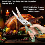 Poultry Shears Heavy Duty by ANDONG,All-Purpose Kitchen Scissors for Food,Heavy Duty Kitchen Shears for Food,Chicken Shears,Spatchcock Shears,Green