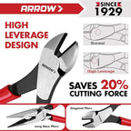 ARROW 5PCS Pliers Set, 6" Slip Joint, 7" Diagonal, 8" Needle Nose Pliers, 8"&10" Groove Joint with Non-slip Handle, Portable Rolling Bag With Handle, Premium Carbon Steel
