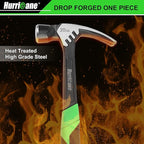 HURRICANE 20 oz Claw Hammer with Magnetic Nail Holder, Straight Rip Claw Hammer with Shock-Absorbing Handle, Heavy Duty One-piece Forged Hammer