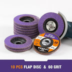 10 Pack Ceramic Flap Discs 4 1/2 for Angle Grinder, 60 Grit 7/8” Arbor Flap Wheels for Rust Removal, Sanding and Finishing,T29