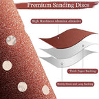 100 PCS 80 Grit 5 Inch Sanding Discs, Hook and Loop Sandpaper for Random Orbital Sander