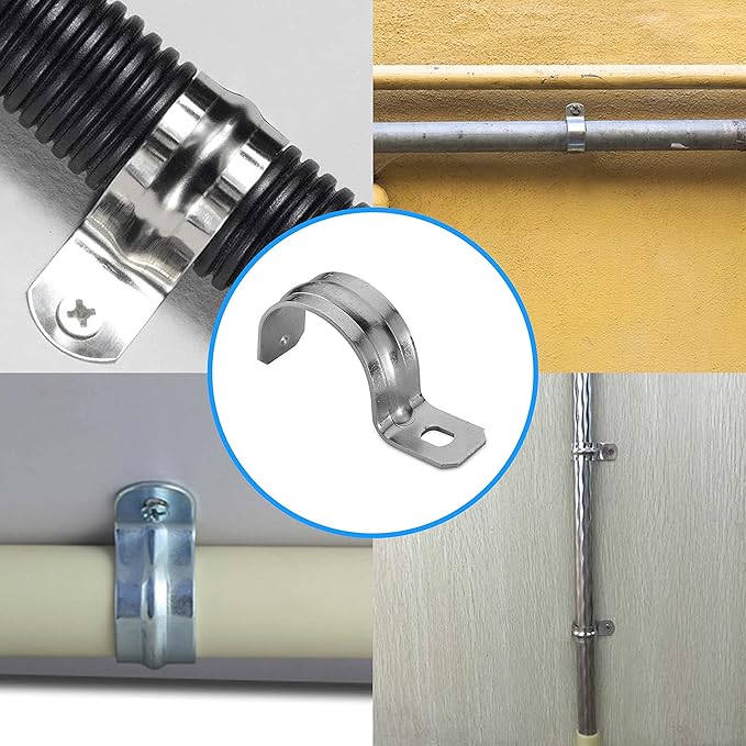OhLectric 1 Hole 1/2 Inch Pipe Strap - Reinforced Rib for Extra Strength - Zinc-Plated Steel Pipe Strap Clamp for Rigid & IMC Conduit - Snap-On Installation - Pack of 100; OL-43046