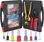 WMT Ferrule Crimping Tool Kit, Crimper Tool and Wire Stripper Kit with 1200PCS Wire Ends Terminals,Built-In Adjustable Ratchet for Electrical Wire Connectors AWG 23-10