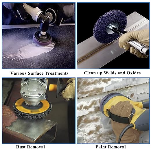 11Pack 4” Strip Discs Rust Remover Wheel for Angle Grinders Clean and Remove Paint, Coating, Rust and Oxidation for Wood Metal Fiberglass Work Purple
