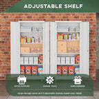 Greenvelly White Metal Storage Cabinet with Wheels, 73" Steel Garage Rolling Cabinet with Doors and 4 Shelves, Tall Locking Cabinets Tool Lockable Storage Cabinets for Basement, Pantry, Home Office