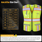 Class 2 Safety Vest with Zipper Front and multiple Pockets, High Visibility Vest, Meets ANSI/ISEA Standards