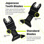Smithology 20PCS Universal Metal/Wood Oscillating Saw Blades Combo Pack – 4 Bi-Metal Blades, 12 Standard Blades, 4 Japanese Tooth Blades