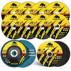 Grinding & Cutting Wheels 4 1/2 inch Set,Angle Grinder Wheel Set,Cut Off Wheels 8 PCS,Grinding Wheel,4.5” Flap Discs for Angle Grinder for Cutting Grinding 8+1+1 PC