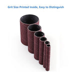 LotFancy 24PCS Spindle Sander Sleeves, 60 Grit Sanding Sleeves, Aluminum Oxide Abrasive, 4-1/2” Length, 4 Each of 1/2”,3/4”,1”,1-1/2”, 2” and 3”