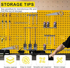 Metal Peg Board Panels for Workbench, Shop, Shed Modular Peg Board Organizer Board Kit, pegboard Wall Organizer(4 Pack, Yellow)