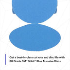 3M Stikit Blue Abrasive Disc Roll, 36202, No Hole, 6 in, 80+ Grade, Pack of 50, Automotive Sanding Discs for Coating Removal, Body Repair, Auto Sanding, Primer Sanding