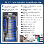 XOOL 62 in 1 Precision Screwdriver Kit, Electronics Repair Tool Kit, Magnetic Driver Kit with Flexible Shaft, Extension Rod for Mobile Phone, Smartphone, Game Console, PC, Tablet