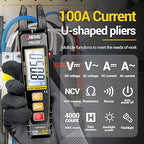ANENG Clamp Meter Multimeter Tester TRMS 4000 Counts with U-Shaped Jaw with NCV Amp Ohm Volt Measures AC/DC Current, Voltage,Capacitance,Resistance,Continuity,Frequency Backlight Electrican Tools