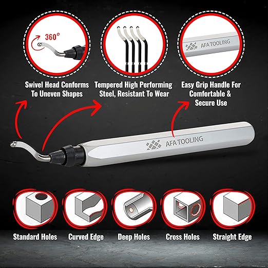 AFA Tooling - Deburring Tool with 41 High Speed Steel Blades - Works on Metal, Resin, PVC Pipes, Copper, Plastic and 3D Printed Edges - Plumbing & 3D Printing Burr Removal Reamer Tool