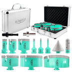 Tile Hole Saw Kit for Porcelain Tile-(6/6/8/20/35/50/75/100/125mm+Finger Bit+Chamfer Bit+Adapter) Diamond Drill Bits Precision Cutting for Ceramic Marble Brick Granite,5/8"-11 Thread