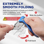 WORKPRO Premium Axis Lock Utility Knife Folding, Heavy Duty Metal Box Cutter with Quick Open Lock, Quick Change Blade Razor Knife, Foldable Pocket Knife with Belt Clip