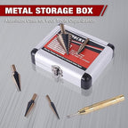 Step Drill Bits, 6PCS (50 Sizes) HSS Step Unibit Drill Bit Set with Auto Center Punch Black and Gold, Double Cutting Blades HSS Drill with Aluminum Case, Multi-Hole Stepped Up Bits for DIY