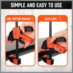 HORUSDY 6-Inch Bar Clamps for Woodworking, 2-Pack Quick Grip Clamps, Heavy-Duty F-Clamp & Spreader, Trigger Clamp with 150 LBS Load Limit for Woodworking, Carpentry, and DIY Projects