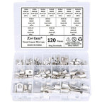 120 Pcs Assorted Heavy Duty Wire Lugs Battery Cable Tinned Copper Eyelets Tubular SC Ring Terminals Connectors with Spy Hole Assortment Kit