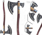 SHINY CRAFTS ® Hand-Forged Bearded Viking Axe – Inspired by Kratos Viking Axe Design Steel Hatchet with Leather Sheath & Wood Handle (VBA-26)