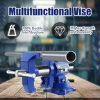 FATO Multipurpose Bench Vise 5 Inch Heavy Duty Ductile Iron 8800 Lbs Clamping Force, 360° Swivel Base, Anvil, Jaw Width 4.92", Jaw Opening 3.94", for Metalworking, Woodworking, DIY & Industrial, Blue