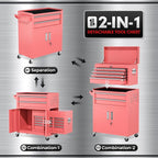 INTERGREAT Tool Chest, Assembled Tool Cabinet with 8 Drawers, Detachable Organized Tool Chests, Lockable Tool Cabinet for Workshop, Warehouse, Mechanics Garage (Pink)