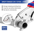 WORKPRO 4-Piece Locking Pliers Set with Comfortable Grip, 5-1/2", 7" and 9" Curved Jaw Locking Pliers, 6-1/2" Long Nose Locking with Storage Bag, Blue&red