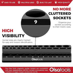 Olsa Tools Magnetic Socket Holder | 1/4-inch Drive | Metric | Black | Holds 26 Sockets | Professional Quality Tools Organizer