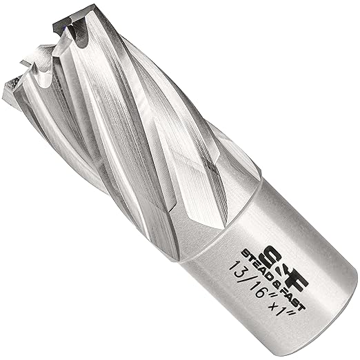 S&F STEAD & FAST Annular Cutter, 13/16" Cutting Diameter x 1" Depth of Cut for Magnetic Drill Press, Mag Drill Bits with Pilot Pin