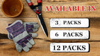 Greendale (3, 6 or 12 Pack - Leather & Cotton Work Gloves: Garage, Yard, Garden, Industrial, Commercial - One Size Fits Most