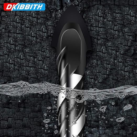 10-Piece Masonry Drill Bit Set for Concrete Tile Glass Ceramic Brick,1/8 to 1/2 Inch Drilling Bits with Triangle Handle,Tungsten Steel Alloy Tip.（Black）
