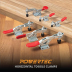 POWERTEC 8PK Toggle Clamp, 300 lbs Capacity, 201B Quick Release Horizontal Clamps w/Antislip Rubber Pressure Tip for Woodworking Jigs and Fixtures, Welding, Drill Press, Crosscut Sled (20327-P2)