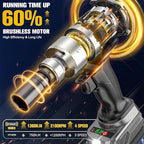 Cordless Impact Wrench 1/2 inch Compatible with DeWalt 20V Battery, 1000 Ft-lbs (1360N.m) Brushless High Torque Impact Driver with 2x5.0AH Battery & 6 Sockets, Power Impact Gun for Car Truck Mower