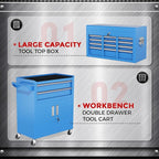 INTERGREAT 8 Drawer Rolling Tool Chest, Assembled Tool Chest with Wheels, 2-in-1 Detachable Steel Toolchest Organizer Combo, Tool Cabinet for Garage, Workstation (Blue)