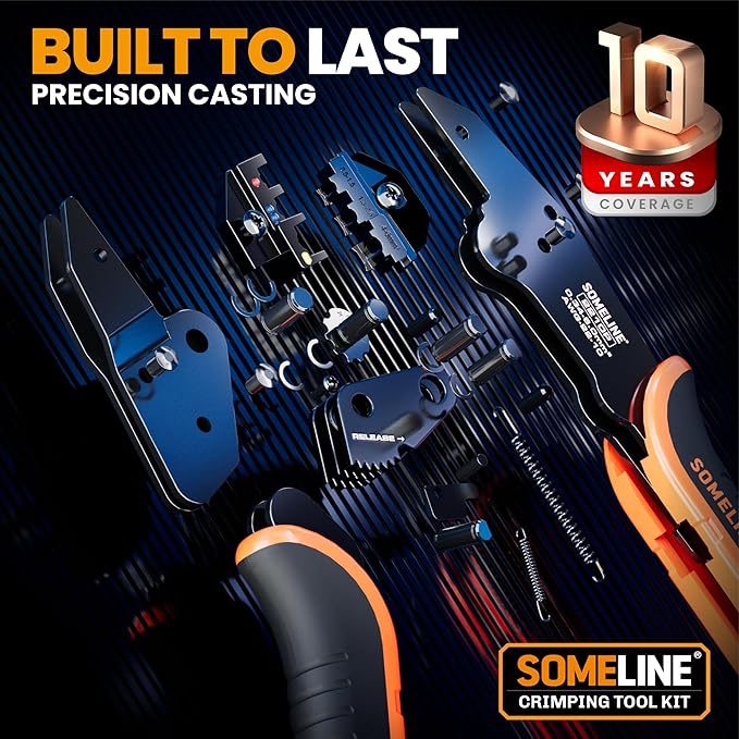 SOMELINE Crimping Tool for Insulated Electrical Wire Connectors Kit, with 39 Sizes PVC Insulated Wire Terminals and 22-10 AWG Ratchet Crimping Pliers – for Automotive & Electrical Repairs