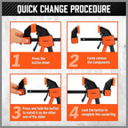 HORUSDY 6-Inch Bar Clamps for Woodworking, 2-Pack Quick Grip Clamps, Heavy-Duty F-Clamp & Spreader, Trigger Clamp with 150 LBS Load Limit for Woodworking, Carpentry, and DIY Projects