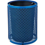 Global Industrial 36 Gallon Outdoor Steel Trash Can with Dome Lid, Plastic Liner and Anchor Kit Included, 23-1/2" Diameter x 40" H, Powder Coat Finish, Unassembled, Blue