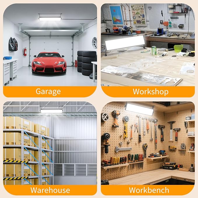 100W LED Shop Lights, 11000LM 6000K Plug in Garage Light with 6FT Power Cord, IP66 Waterproof Work Light for Garage, Outdoor, Workshop, Yard, Warehouses, Carport, Indoor