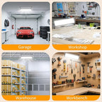 6 Pack 100W LED Shop Lights, 11000LM 6000K Plug in Garage Light with 6FT Power Cord, IP66 Waterproof Work Light for Garage, Outdoor, Workshop, Yard, Indoor, Warehouses, Carport