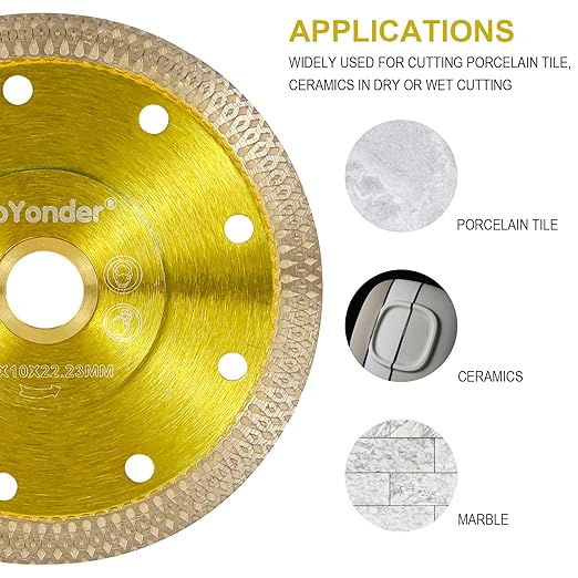 GoYonder 7 Inch Diamond Saw Blade,Super Thin Diamond Saw Blade for Cutting Ceramic Porcelain Tile Granite Marble Suitable for Angle Grinders with 7/8" or 5/8" Arbor