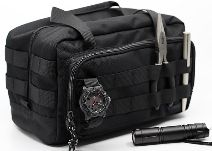 Coreflex Heavy Duty 12-Inch Multi-Purpose Tool Bag - Tactical, EDC, Range, Work Bag for Mechanics, Electricians, Carpenters, Builders, Plumbers - 12" X 7" X 7" (Black)