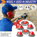 4 Inch Wire Wheel Brush Set for Grinder, DaduoRi 6 Pack Wire Wheels for 4 1/2 Angle Grinder, 5/8 Inch-11 Threaded Arbor-Coarse Crimped Twisted Knotted Cup Brush,Heavy Cleaning Rust Stripping Abrasive