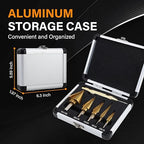 Step Drill Bit Set, 6Pcs HSS Titanium Step Bits with Automatic Center Punch, 50 Sizes Step Drill Bit for Metal, Wood with Aluminum Case