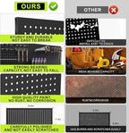4 Pack Metal Pegboard Panels 24" x 12" Black Heavy Duty Steel Pegboard Wall Organizer, Garage Utility Tools Pegboard Storage System for Workbench, Shop, Shed Modular Peg Board Organizer Board Kit