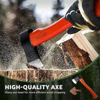 PURPLEBIRD 15'', Wood Splitting Axe, Camping & Bushcraft Hatchet, Hand Axe for Tree Cutting & Gardening